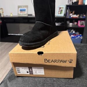 BearPaw Kids Black Suede Winter Boots